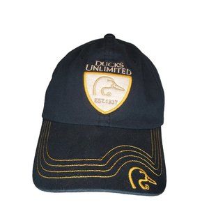 Vintage 90s Ducks Unlimited‎ Patch Hat Baseball Cap Navy Blue Cotton